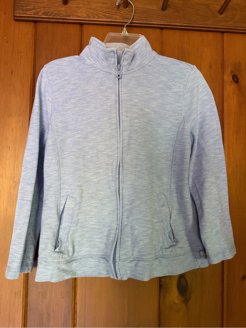 Talbots Light Blue Heather Zip-Up Cardigan Jacket
